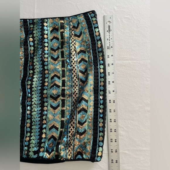 ARK & CO. aquatic colors sequined short skirt sz M swifty festival rave glam - Picture 6 of 8